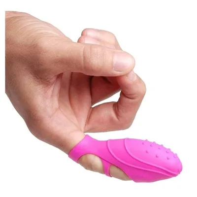 Pinker Fingervibrator aus Silikon mit Noppen